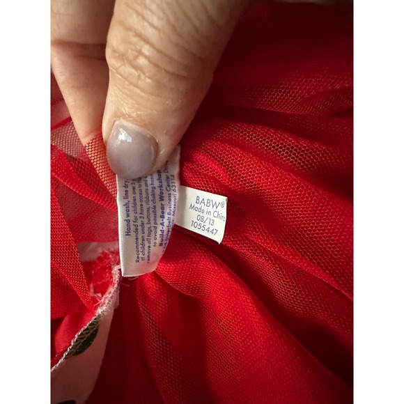 Build a Bear Workshop Red Green Polka Dot Holiday Dress Outfit Kids EUC - Picture 6 of 6